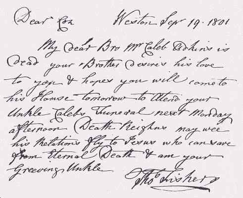 Thomas FISHER b1748 letter to Thomas ADKINS b1762